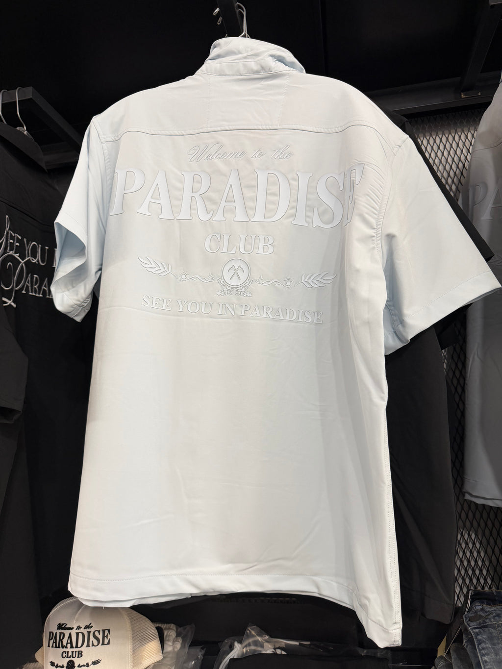 See You In Paradise Two-Piece Set – Light Blue Shirt & Shorts (Styles 2066 / 2066S)