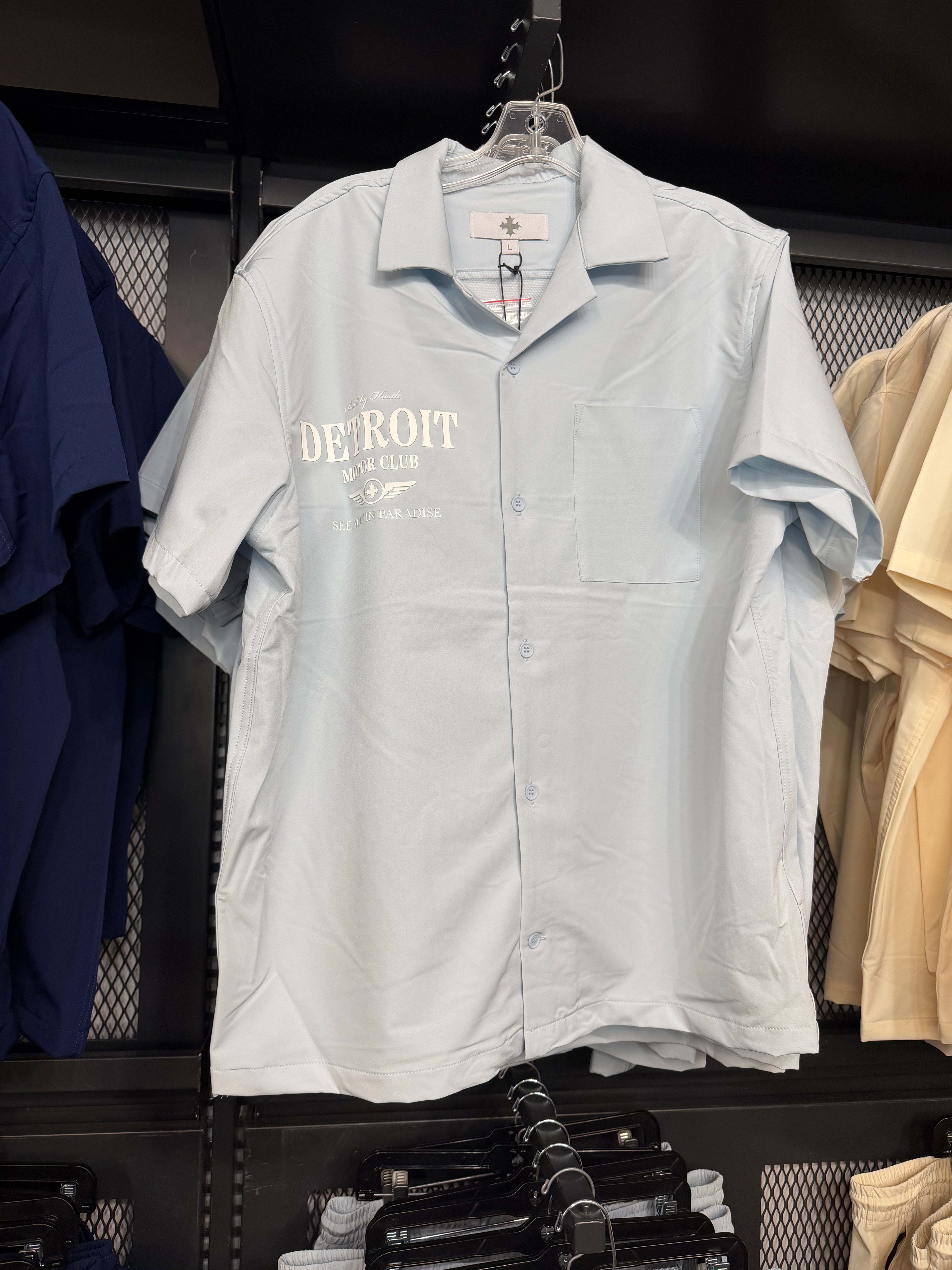 See You In Paradise Two-Piece Set – Light Blue Shirt & Shorts (Styles 2092 / 2092S)